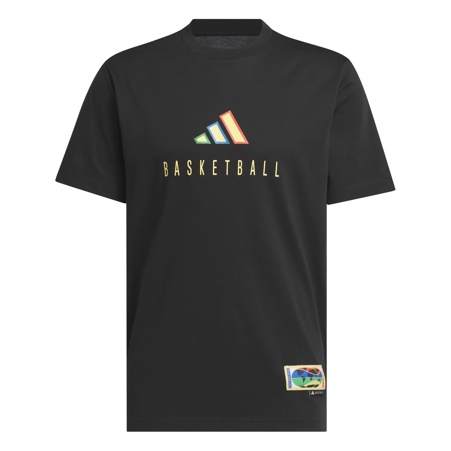 adidas Mens Worldwide Hoops Logo Graphic Basketball T-Shirt Black