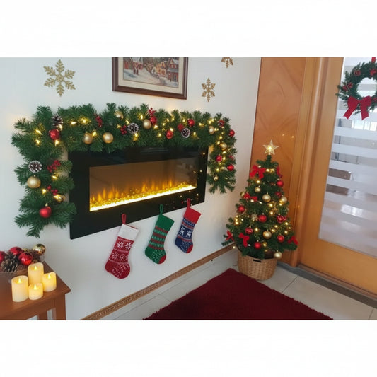 50-Inch Black LED Wall-Mounted Fireplace