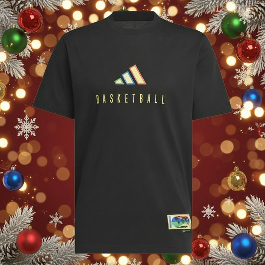 adidas Mens Worldwide Hoops Logo Graphic Basketball T-Shirt Black